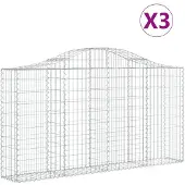 vidaXL Schanskorven 3 st gewelfd 200x30x100/120 cm ijzer