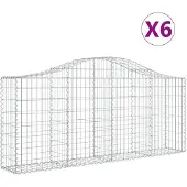 vidaXL Schanskorven 6 st gewelfd 200x30x80/100 cm gegalvaniseerd ijzer