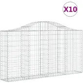 vidaXL Schanskorven 10 st gewelfd 200x30x100/120 cm ijzer