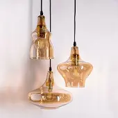 LumenXL Industriële hanglamp met amber glas 3-lichts - Trinidad