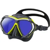 Tusa Paragon – Premium duikmasker met dubbele lens, hoge weerstand, CrystalView-lenzen met UV420 en antireflecterende behandeling, helder zicht en comfortabel draagcomfort – Zwart/Geel – M2001SQB FYA