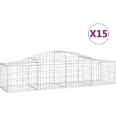 vidaXL Schanskorven 15 st gewelfd 200x50x40/60 cm gegalvaniseerd ijzer