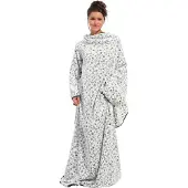 Rebelle fleece deken - Bankdeken met mouwen - formaat 150 x 180 cm - Panter - grijs