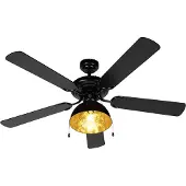 QAZQA Plafondventilator zwart met beige 130cm met trekschakelaar - Mistral Magna