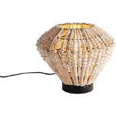 QAZQA Oosterse tafellamp beige met kralen - Moti