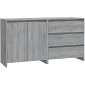 vidaXL 2 st Dressoirs bewerkt hout grijs sonoma eikenkleurig