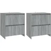 vidaXL Dressoirs 2 st 70x41x75 cm bewerkt hout grijs sonoma eikenkleur