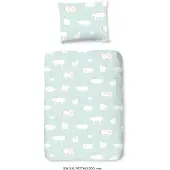 Good Morning Kinder Dekbedovertrek Katoen Petting Zoo - mint 140x200/220cm