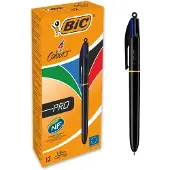 BIC 4 Colours Original Pro Balpennen met Kliksysteem - Pak van 12 Stuks - Medium Punt 1 mm