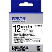 Epson LK-4WBW extra klevende tape zwart op wit 12mm (origineel)