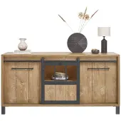 Profijt Meubel Dressoir Alva 90x179x50 cm orange teak met verlichting