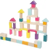 Cubika Wooden Construction Blocks 50 Pieces Veelkleurig