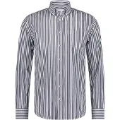 State of Art casual overhemd donkerblauw gestreept wijde fit katoen