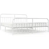 vidaXL Bedframe met hoofd- en voeteneinde metaal wit 193x203 cm