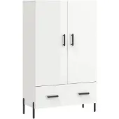 vidaXL Hoge kast 69,5x31x115 cm bewerkt hout hoogglans wit