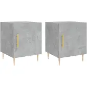 vidaXL Nachtkastjes 2 st 40x40x50 cm bewerkt hout betongrijs