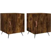 vidaXL Nachtkastjes 2 st 40x40x50 cm bewerkt hout gerookt eikenkleurig