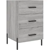 vidaXL Nachtkastje 40x40x66 cm bewerkt hout grijs sonoma eikenkleurig