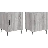 vidaXL Nachtkastjes 2 st 40x40x50 cm bewerkt hout grijs sonoma eiken