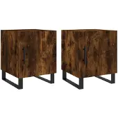 vidaXL Nachtkastjes 2 st 40x40x50 cm bewerkt hout gerookt eikenkleurig
