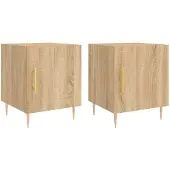 vidaXL Nachtkastjes 2 st 40x40x50 cm bewerkt hout sonoma eikenkleurig