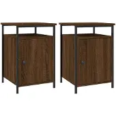 vidaXL Nachtkastjes 2 st 40x42x60 cm bewerkt hout bruin eikenkleur