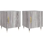 vidaXL Nachtkastjes 2 st 40x40x50 cm bewerkt hout grijs sonoma eiken