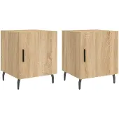 vidaXL Nachtkastjes 2 st 40x40x50 cm bewerkt hout sonoma eikenkleurig