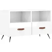 vidaXL Tv-meubel 80x36x50 cm bewerkt hout hoogglans wit