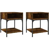 vidaXL Nachtkastjes 2 st 40x41x50 cm bewerkt hout gerookt eikenkleurig