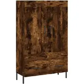 vidaXL Hoge kast 69,5x31x115 cm bewerkt hout gerookt eikenkleurig