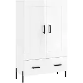 vidaXL Hoge kast 69,5x31x115 cm bewerkt hout hoogglans wit