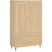 vidaXL Hoge kast 69,5x31x115 cm bewerkt hout sonoma eikenkleurig
