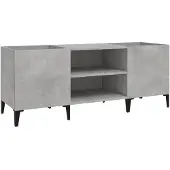 vidaXL Platenkast 121x38x48 cm bewerkt hout betongrijs