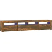 vidaXL Tv-meubel met LED-verlichting 210x35x40 cm gerookt eikenkleurig