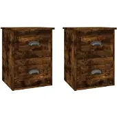 vidaXL Nachtkastjes 2 st wandgemonteerd 41,5x36x53 cm gerookt eiken
