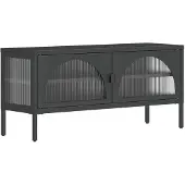 vidaXL Tv-meubel 105x35x50 cm glas en staal zwart