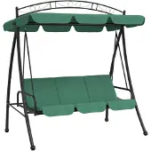 vidaXL Schommelbank met luifel 198 cm stof en staal groen