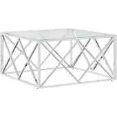 vidaXL Salontafel 80x80x40 cm roestvrij staal en glas
