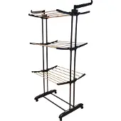 Aqua Laser Droogrek 3 Lagen - Wasrek - Perfect voor groot en klein wasgoed - zwart/hout - Droogtoren -