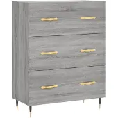 vidaXL Dressoir 69,5x34x90 cm bewerkt hout grijs sonoma eikenkleurig