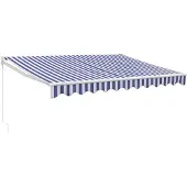 vidaXL Luifel uittrekbaar 3x2,5 m stof en aluminium blauw en wit