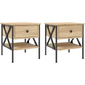 vidaXL Nachtkastjes 2 st 40x42x45 cm bewerkt hout sonoma eikenkleurig