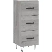 vidaXL Dressoir 34,5x34x90 cm bewerkt hout grijs sonoma eikenkleurig