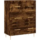 vidaXL Dressoir 69,5x34x90 cm bewerkt hout gerookt eikenkleurig