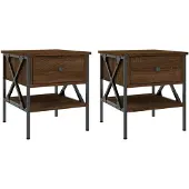 vidaXL Nachtkastjes 2 st 40x42x45 cm bewerkt hout bruin eikenkleur