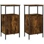 vidaXL Nachtkastjes 2 st 41x31x80 cm bewerkt hout gerookt eikenkleurig