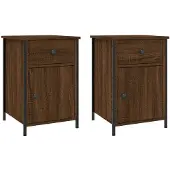 vidaXL Nachtkastjes 2 st 40x42x60 cm bewerkt hout bruin eikenkleur