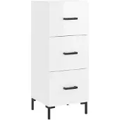 vidaXL Dressoir 34,5x34x90 cm bewerkt hout hoogglans wit