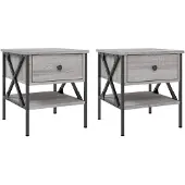 vidaXL Nachtkastjes 2 st 40x42x45 cm bewerkt hout grijs sonoma eiken